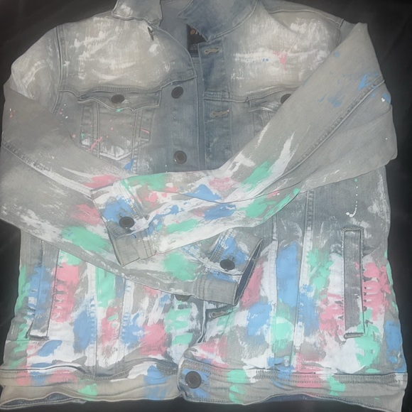 COPPER RIVET DENIM PAINT SPLATTER JACKET - SIZE SMALL ( PRELOVED) - Picture 7 of 7